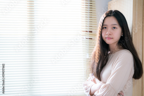 Free Download Beautiful business asian woman in home office smiling - GFXLoad
