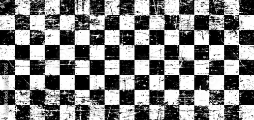 Old race flag or chess board. Motorsport and autosport. Racing flags. Vector sport wave banner. Sport waves symbol. Checkered flag. Squares, raster pattern. chessboard or checkerboard.