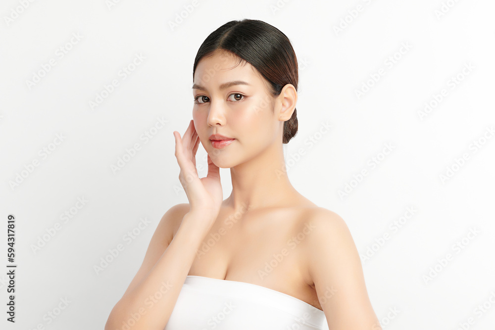 Beautiful young asian woman with clean fresh skin on white background, Face care, Facial treatment, Cosmetology, beauty and spa, Asian women portrait. Beautiful young asian woman with clean fresh skin on white background, Face care, Facial treatment, Cosmetology, beauty and spa, Asian women portrait.