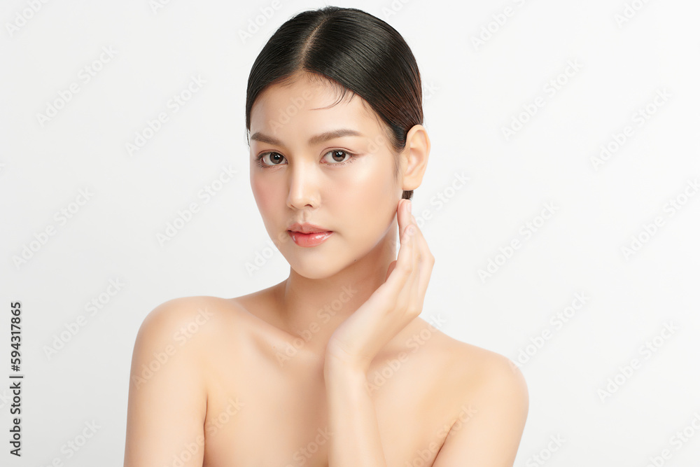 Beautiful young asian woman with clean fresh skin on white background, Face care, Facial treatment, Cosmetology, beauty and spa, Asian women portrait. Beautiful young asian woman with clean fresh skin on white background, Face care, Facial treatment, Cosmetology, beauty and spa, Asian women portrait.