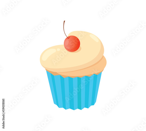 Concept Party celebration cupcake. This is a fun and colorful illustration of a cupcake, perfect for a party celebration. Vector illustration.