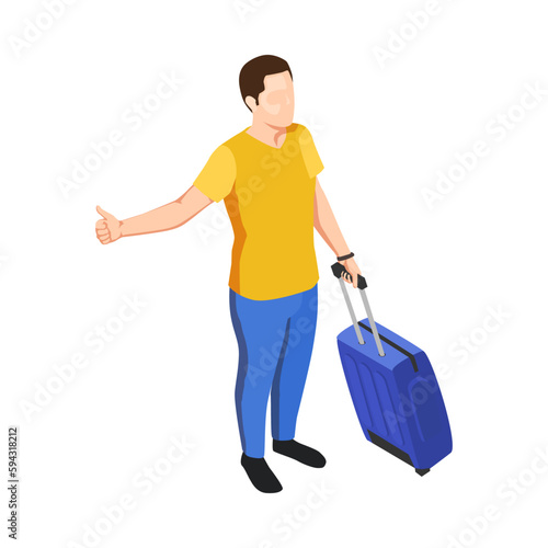 Isometric Hitchhiker Illustration
