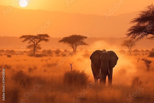 elephants in the savannah