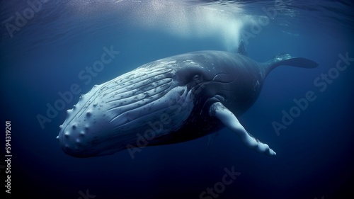 Swimming in Ai Generative is a stunning whale. © PigS