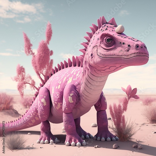 pink tyrannosaurus rex dinosaur created using generative ai