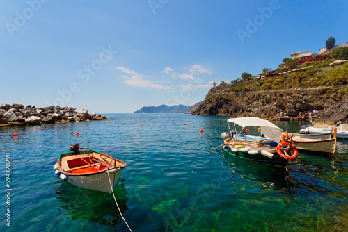 Fototapeta Naklejka Na Ścianę i Meble -  Panoramic view of colorful Village Manarola in Cinque Terre, Liguria, Italy