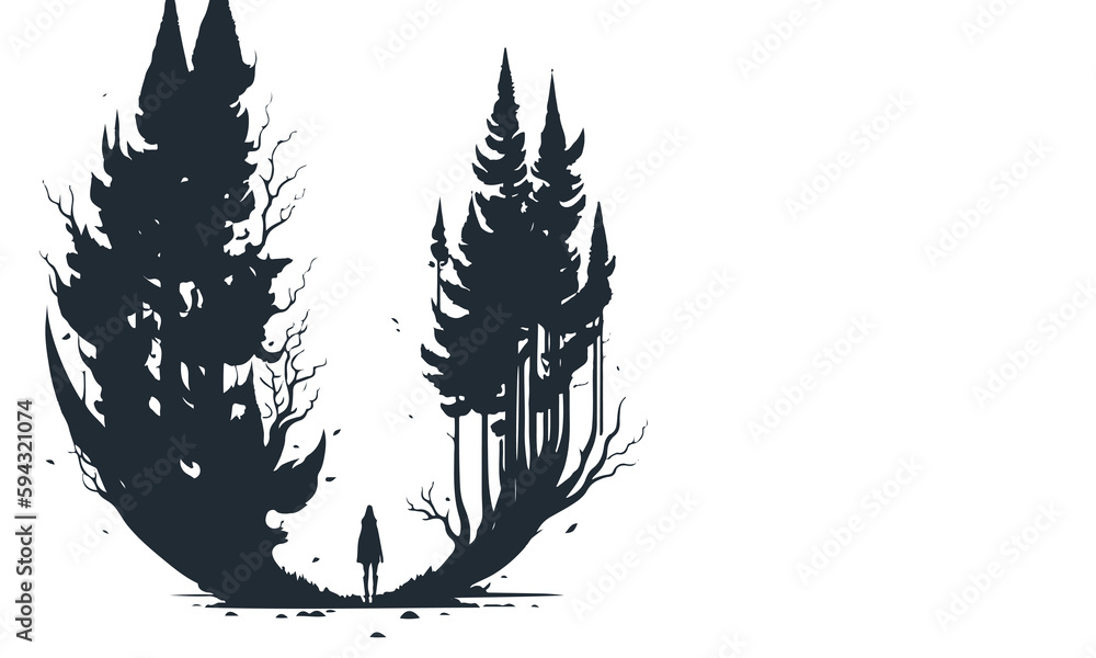 Vector illustration forest and copy space for your text Vector illustration forest and copy space for your text