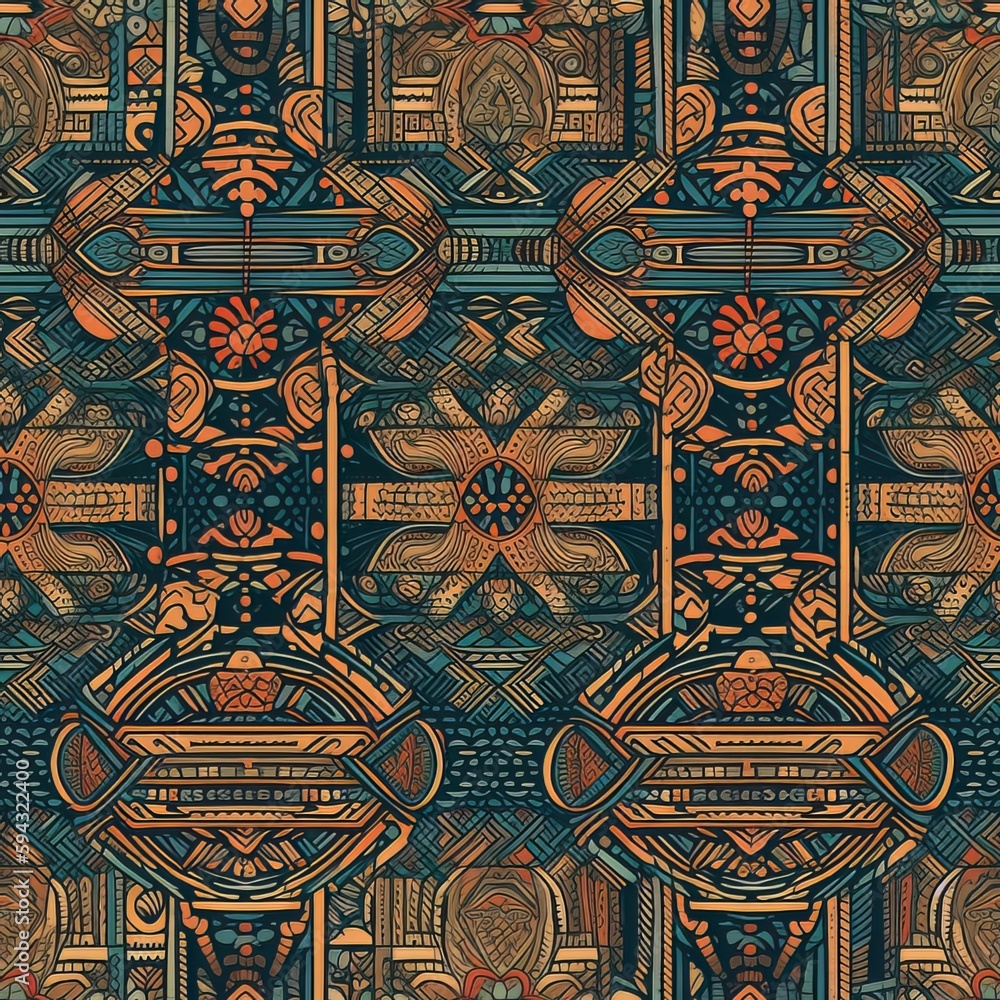 Samless Intricate Mayan Glyph Pattern Seamless