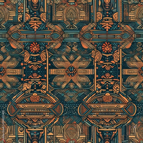 Samless Intricate Mayan Glyph Pattern Seamless