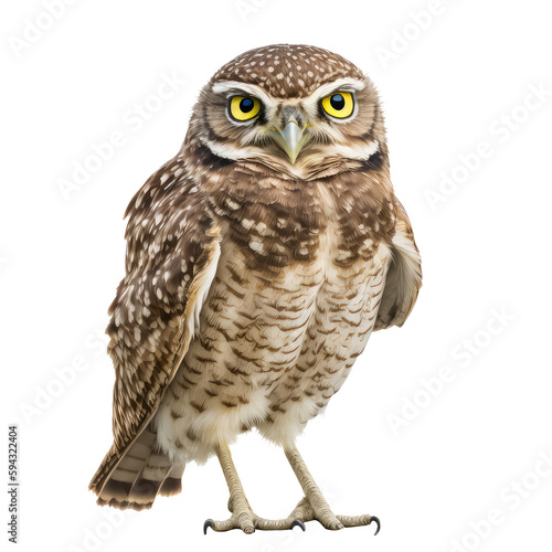Burrowing Owl isolated on white background