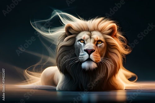 Magnificent Lion king , Portrait of majestic lion, Generative AI © nali