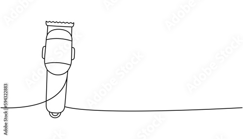 Electric hair clipper one line continuous drawing. Barber shop and hairdresser tools continuous one line illustration. Vector linear illustration.