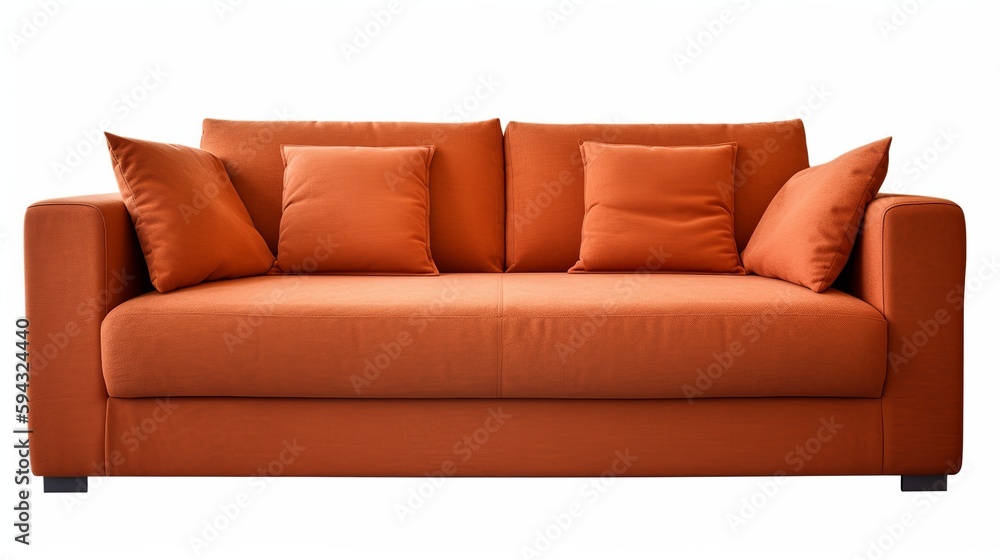 Naklejka premium Couch Frontal View Isolated on White Background