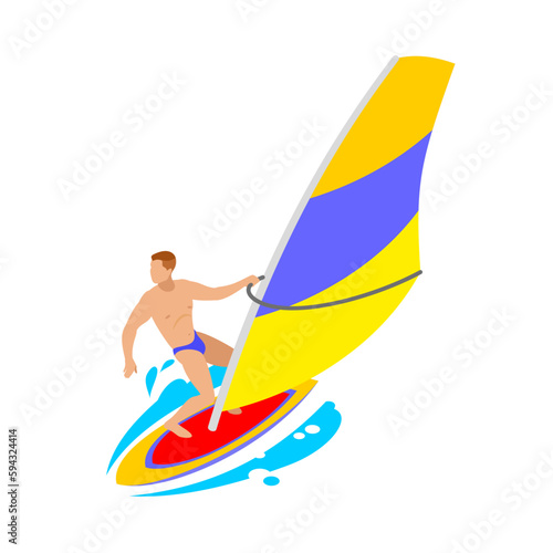 Windsurfing Isometric Icon