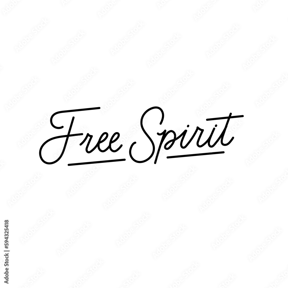 Free spirit motivational retro vector illustration. Inspirational lettering for personal growth, self love concept.