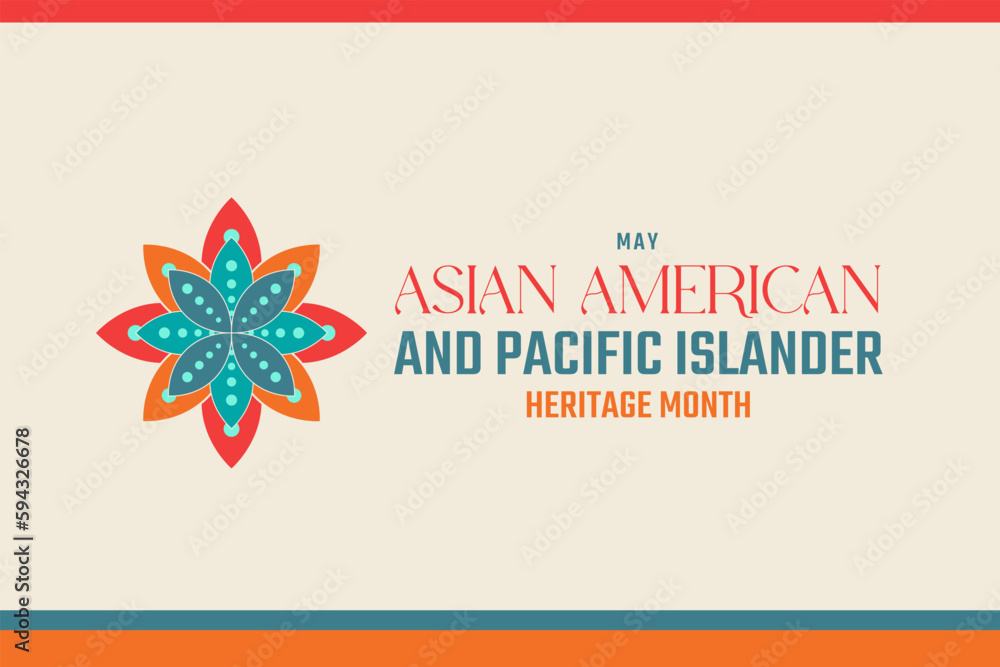 Asian Pacific American Heritage Month. Celebrated in May. It celebrates the culture, traditions, and history of Asian Americans and Pacific Islanders in the United States. Poster, card, banner. - obrazy, fototapety, plakaty 