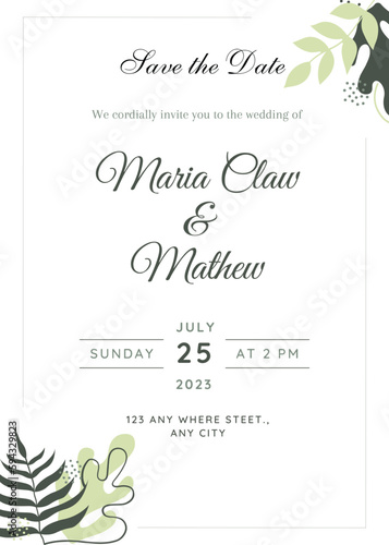 Marriage invitation template. Invitation card. Wedding invitation template
