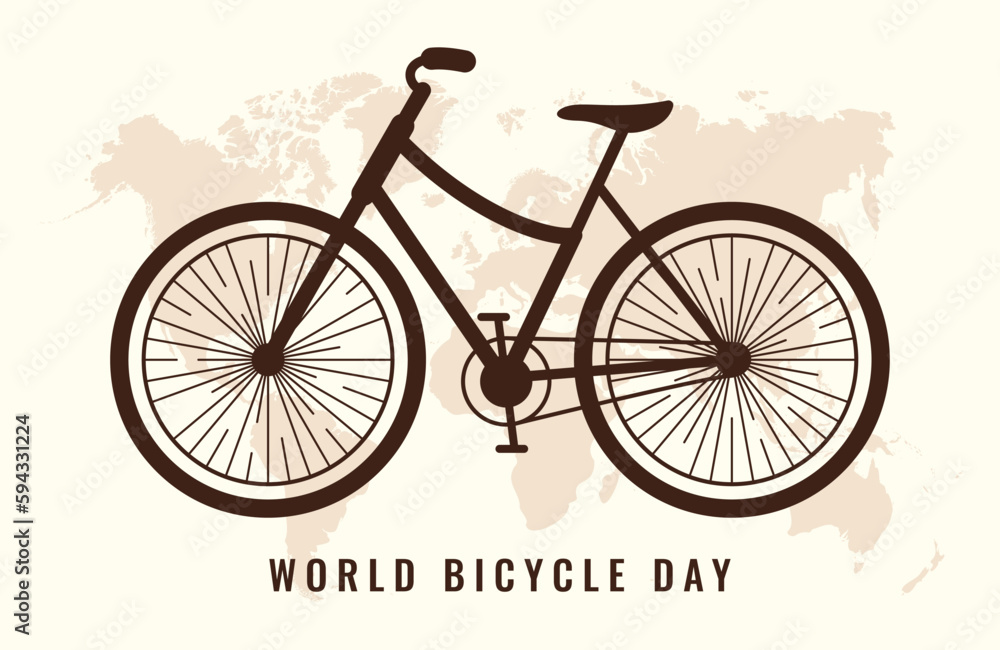 Fototapeta premium 3rd June World Bicycle Day. Vector Bike silhouette illustration for poster, banner, greeting cards, background, and wallpaper