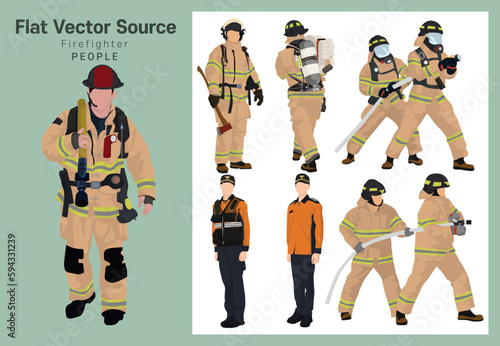 Images related to firefighting training for firefighters and training to respond to disaster situations and rescue activities