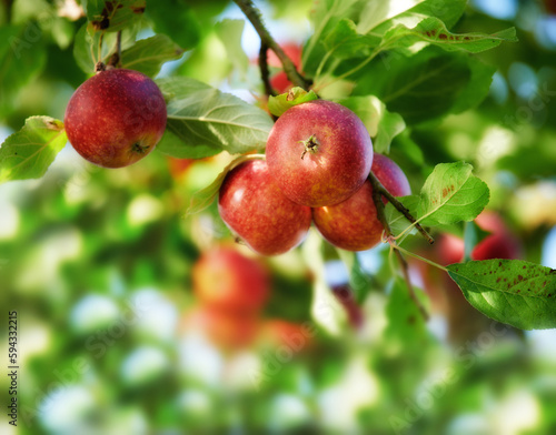 Apples in outdoor setting. A photo of taste and beautiful apples.