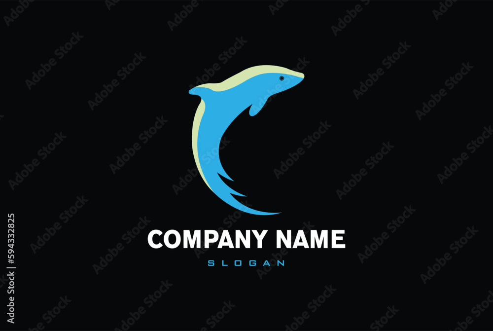 Fototapeta premium Vector Logo Illustration Dolphin Blue Colorful Style.