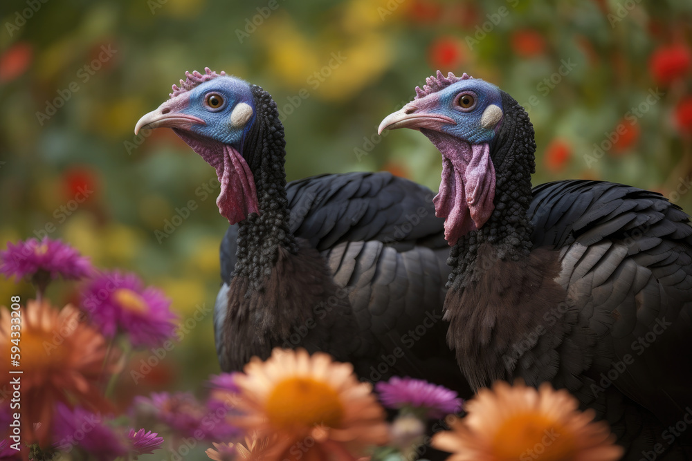 Turkeys in nature - Generative AI