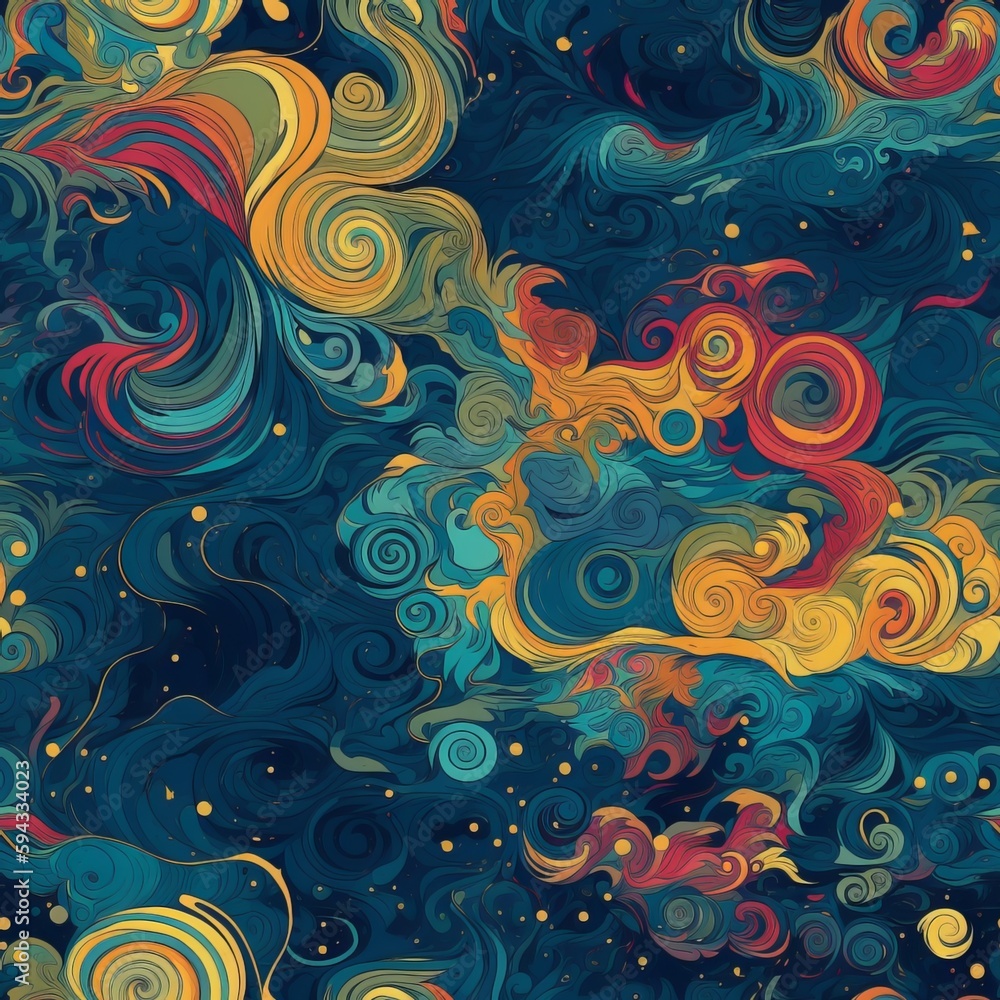 Seamless Galaxy and Space-Inspired Pattern with Vibrant Colors Seamless Galaxy and Space-Inspired Pattern with Vibrant Colors