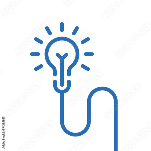 blue thin line light bulb like conclusion or insight