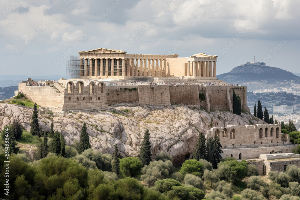 Acropolis of Athens. Generative Ai.