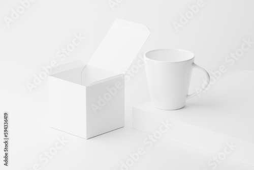 Ceramic Mug Cup For Coffee Tea White Blank 3D Rendering Mockup