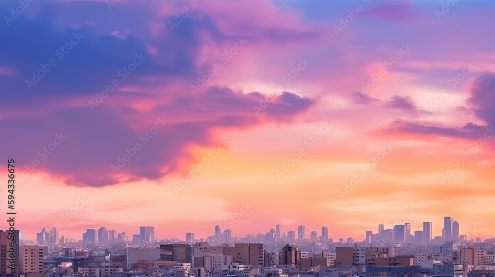 Fototapeta premium Urban Real Estate Concept - City on Twilight Color Sky
