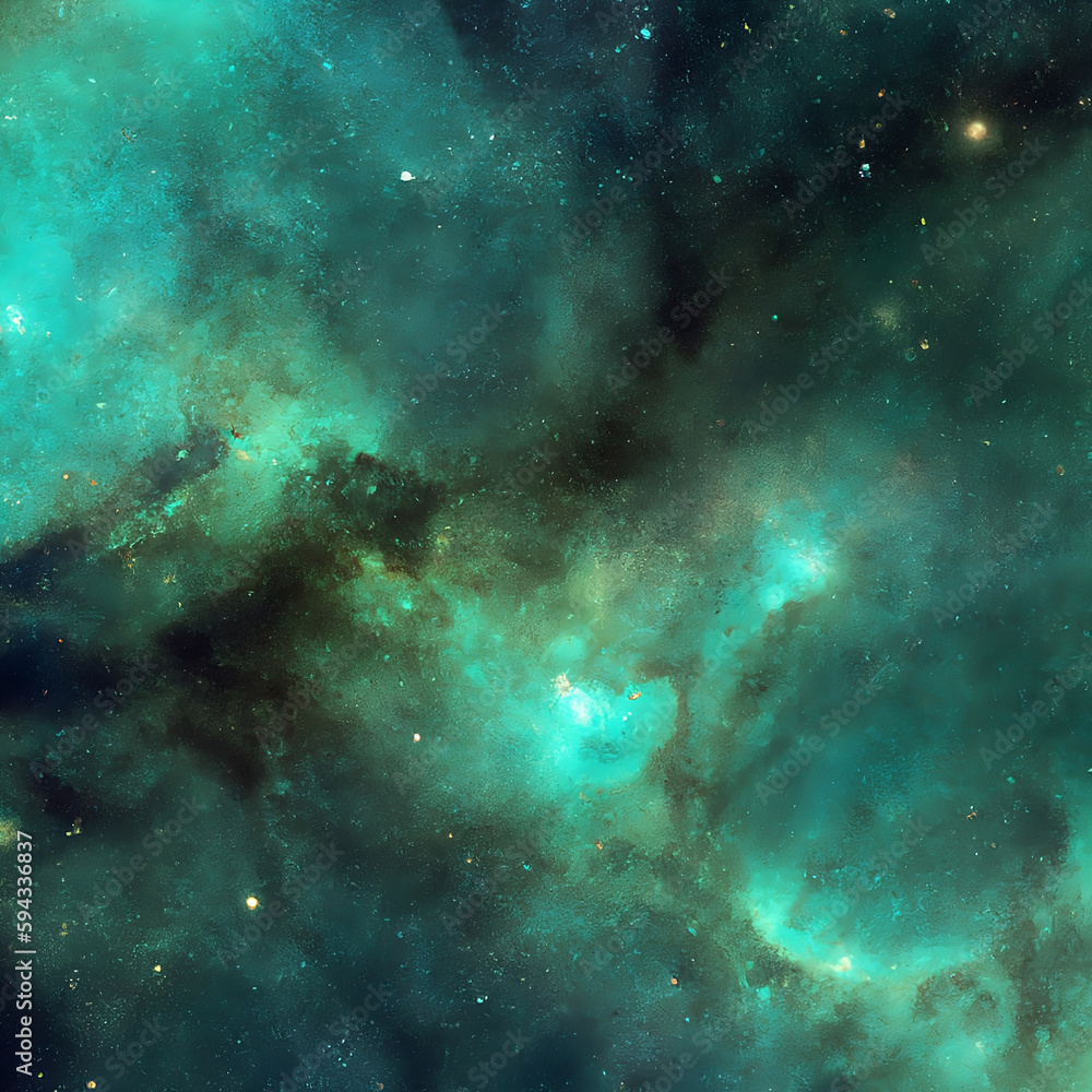 Grüner/Türkiser Weltraumnebel , Generative AI Grüner/Türkiser Weltraumnebel , Generative AI