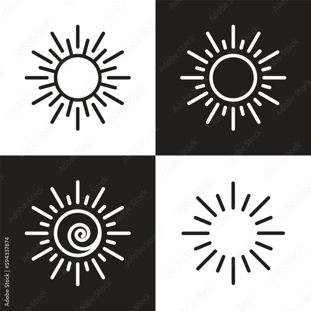 sun logo outline design simple decoration element symbol icon set sun logo outline design simple decoration element symbol icon set