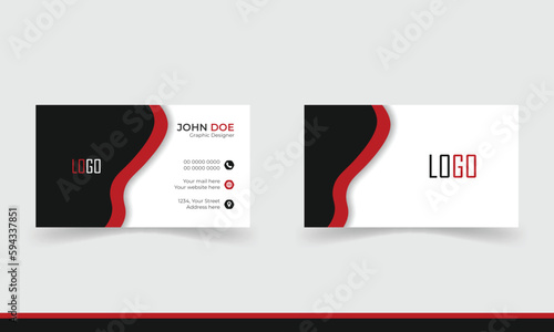 Fototapeta Naklejka Na Ścianę i Meble -  Professional unique, creative and modern Clean business card template, visiting card template with red and black color combination.