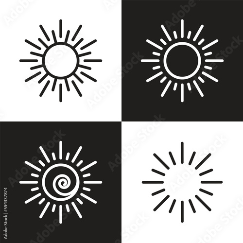 sun logo outline design simple decoration element symbol icon set