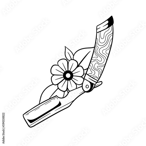 Hand drawn illustration of a razor outline