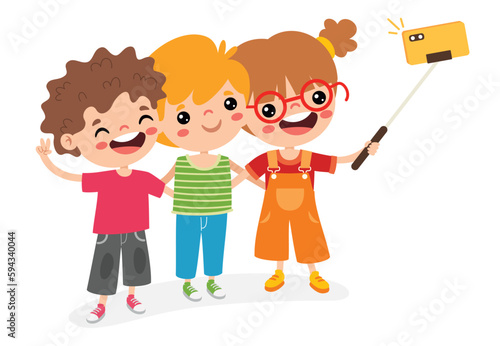 Kid Making Selfie With Phone