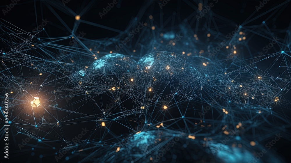 Abstract digital background with connecting dots and lines. Network connection structure. 3d rendering.GenerativeAi Abstract digital background with connecting dots and lines. Network connection structure. 3d rendering.GenerativeAi