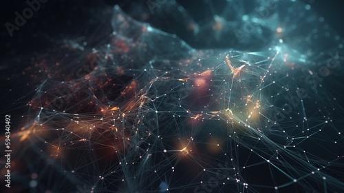 Abstract digital background with connecting dots and lines. Network connection structure. 3d rendering.GenerativeAi