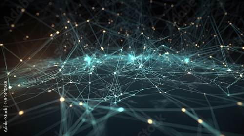 Abstract digital background with connecting dots and lines. Network connection structure. 3d rendering.GenerativeAi