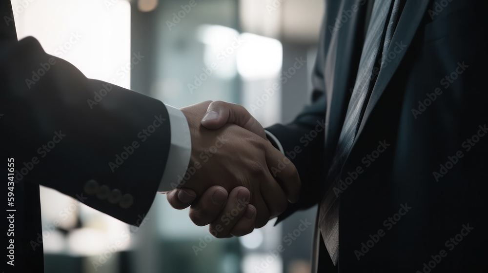good deal men businessmen partner shake hands with each other generative ai