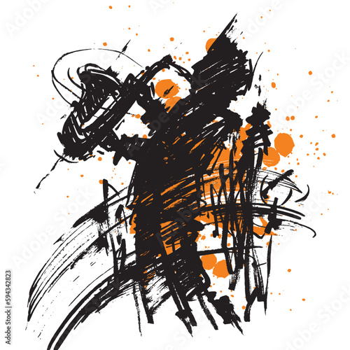 Jazz saxophone player. Line drawing of a saxophonist. Jazz poster. Vector illustration jazz musician playing the saxophone. Blues Club