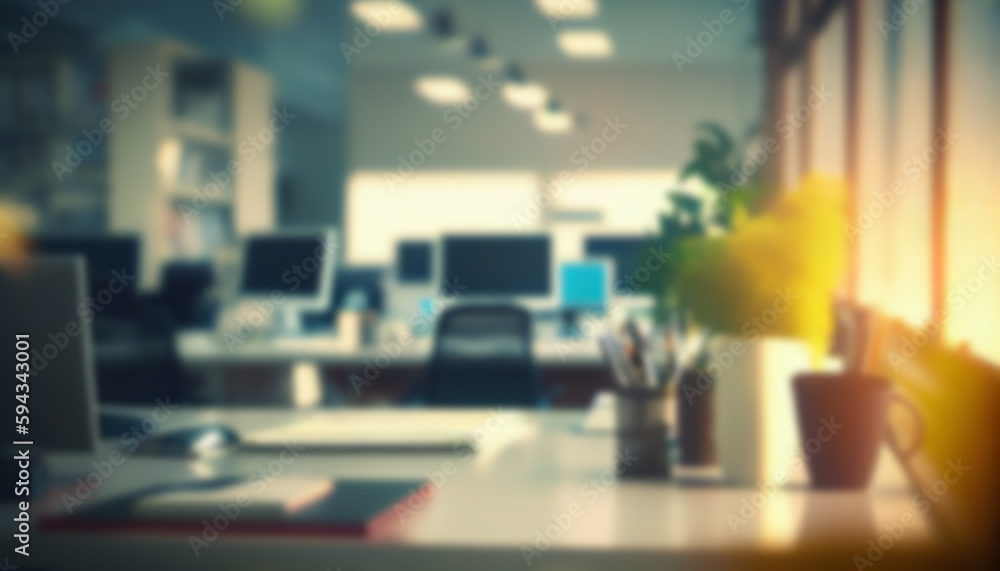 Fototapeta premium Office space in the evening, backdrop, created with generative AI