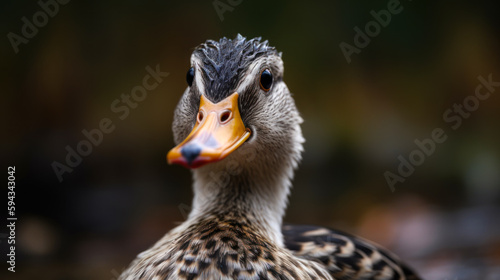 funny duck head closeup generative ai