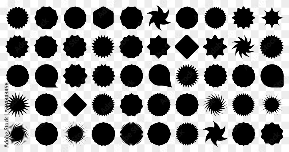Fototapeta premium Set of blank black label tags. Black shapes for promotion