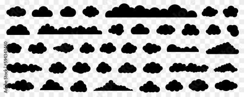 Set of cartoon cloud in a flat design. Black cloud icon collection © top dog