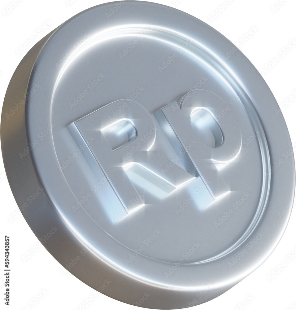 Silver rupiah coin 3d render illustration Silver rupiah coin 3d render illustration