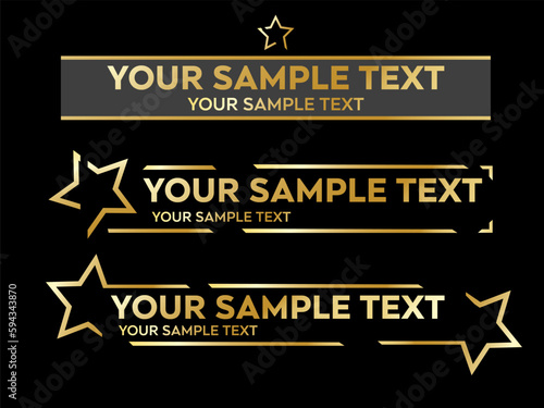 Lower third vector design with Gold Star overlay strip text video. News Lower Thirds Pack Template. Vector illustration.	
