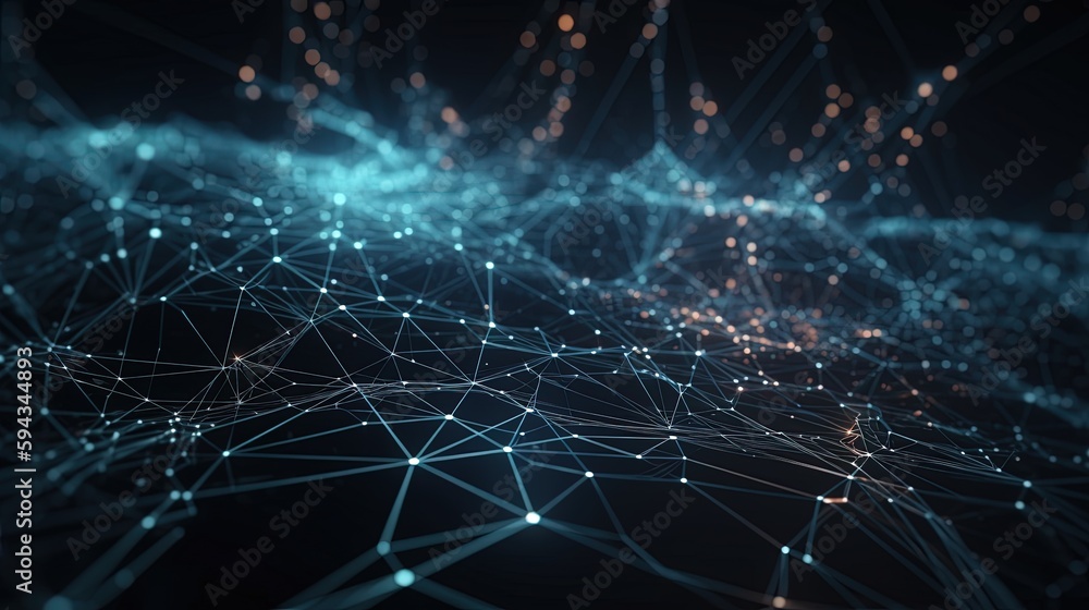 Abstract digital background with connecting dots and lines. Network connection structure. 3d rendering.GenerativeAi