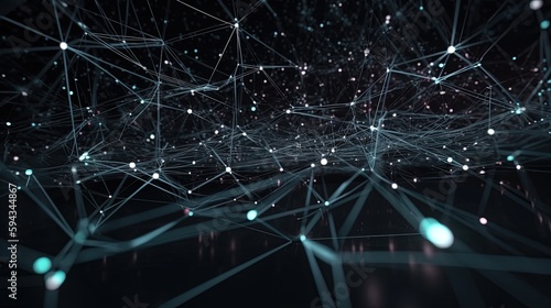 Abstract digital background with connecting dots and lines. Network connection structure. 3d rendering.GenerativeAi